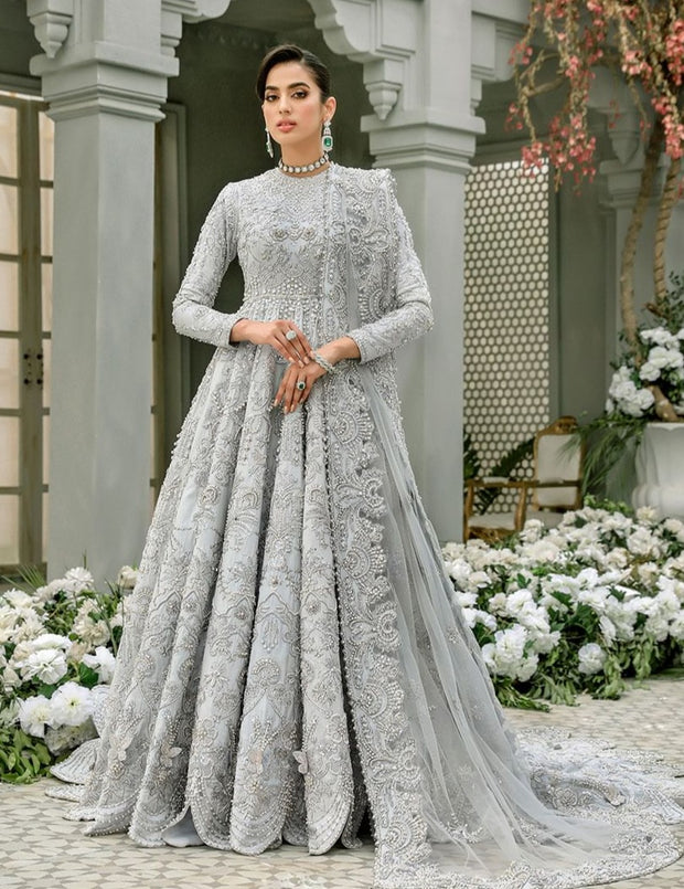 Embellished Grey Gown Lehenga Pakistani Wedding Dresses