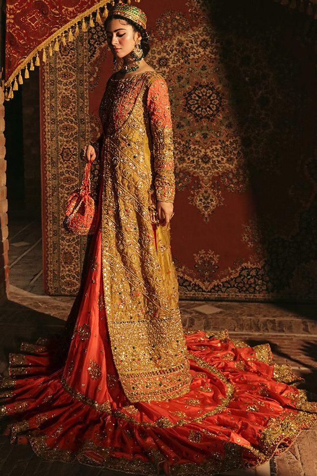 Embellished Yellow Kameez Lehenga Pakistani Mehndi Dress