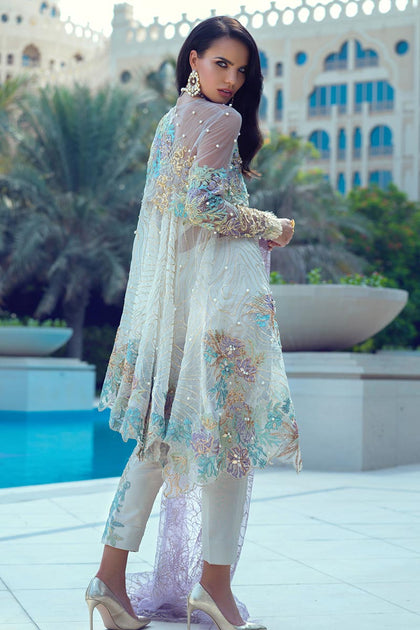 Embroidered party dress with pearls perfect for party wear CUSTOM SIZE
