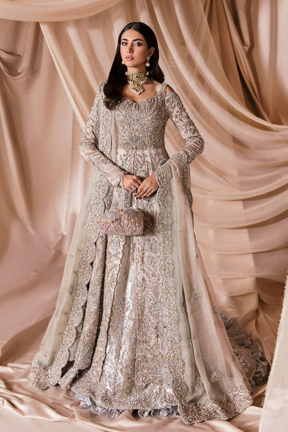 French Satin Lehenga Gown Pakistani Wedding Dresses Nameera by