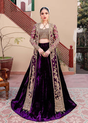 Golden Purple Lehenga Choli Jacket Indian Bridal Wear