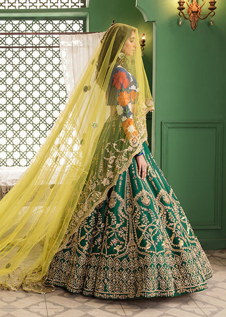 Embellished Green Blue Bridal Lehenga Choli for Indian Bridal Wear Nameera by Farooq Embellished Green Blue Bridal Lehenga Choli for Indian Bridal Wear Nameera by Farooq