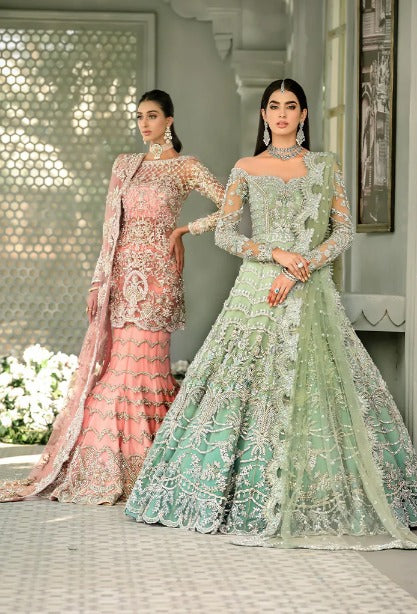 Heavy Pistachio Lehenga Gown for Indian Bridal 2023