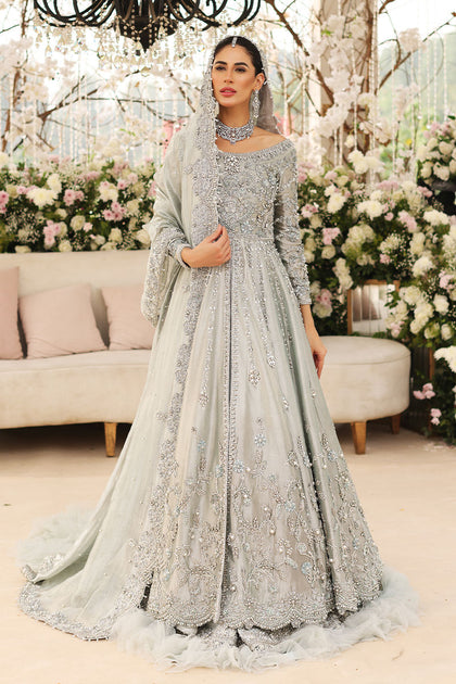 Ice Blue Lehenga Pishwas Pakistani Wedding Dresses Nameera by Farooq