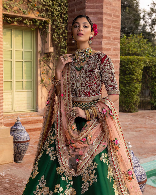 Indian Wedding Bottle Green Bridal Dress Designer Green Bridal
