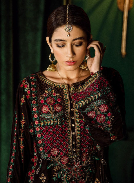 Velvet and jamawar dresses online