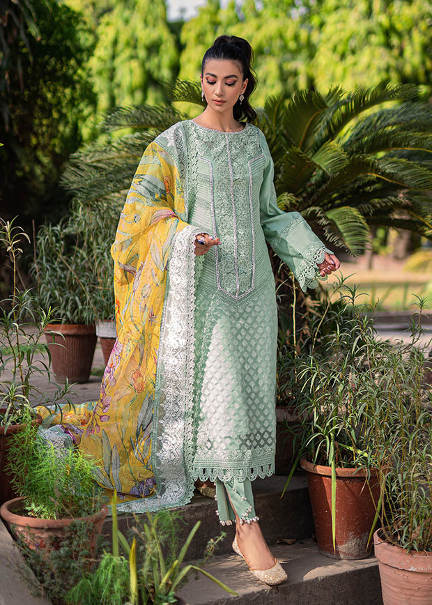 Latest Mint Green Pakistani Dress in Kameez Trouser Style