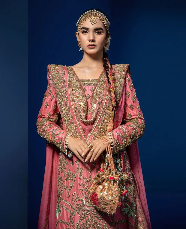 Latest Pink Sharara Kameez and Dupatta Pakistani Mehndi Dress