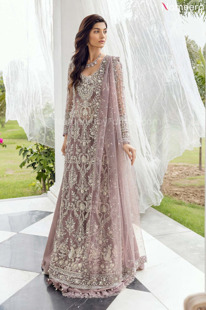 Pakistani Designer Bridal Lavender Lehenga Gown BN973