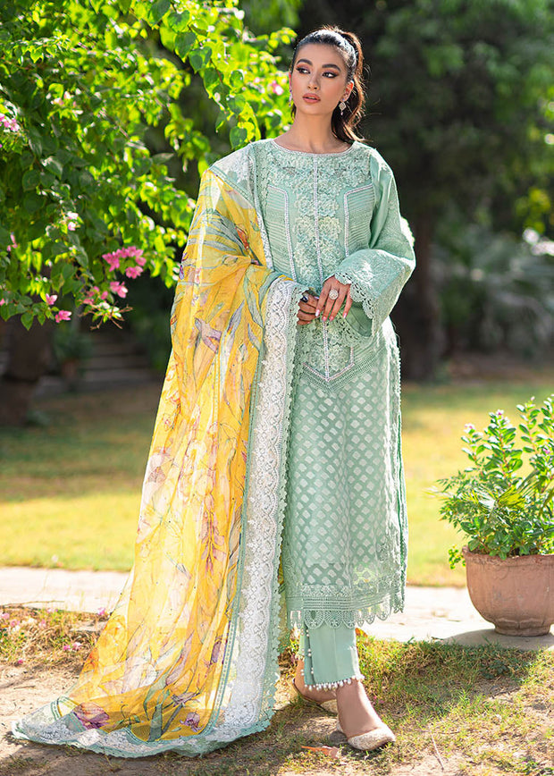 Mint Green Pakistani Dress in Kameez Trouser Style