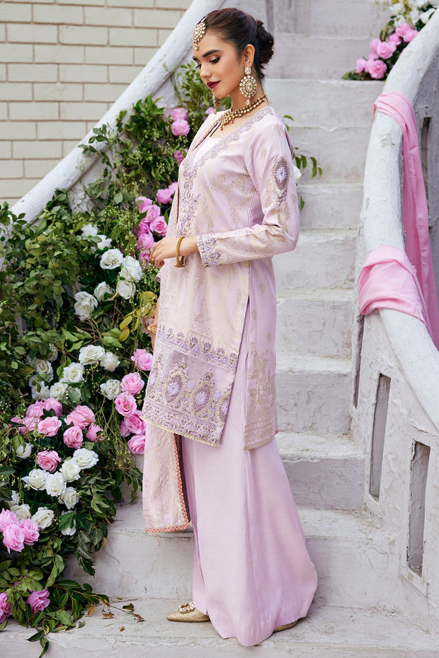 New Pakistani Lilac Long Kameez and Trousers Traditional Eid Dress 2023