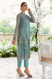 New Sky Blue Embroidered Capri Shirt with Gown Pakistani Eid Dress 2023