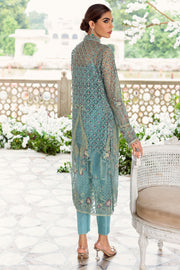 New Sky Blue Embroidered Capri Shirt with Gown Pakistani Eid Dress