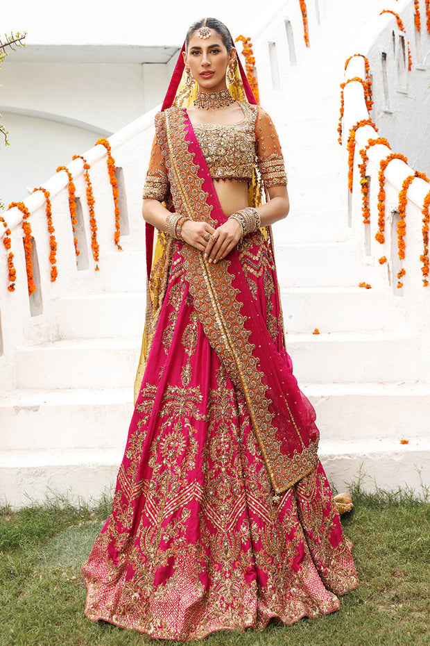 Orange and Pink Lehenga Choli Pakistani Bridal Wear