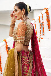Orange and Pink Lehenga Choli Pakistani Bridal Wear 2023