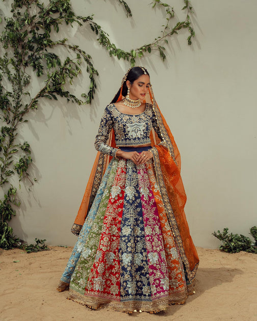 Bridal lehenga deals multicolor