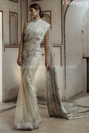 Pakistani Bridal Saree in Net Fabric