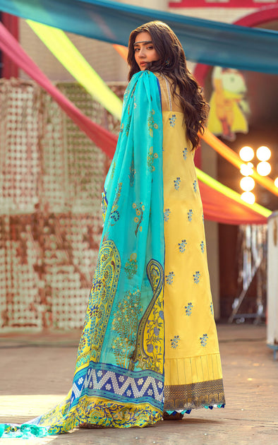 long mint green prom dresses Embellished Pakistani Eid Dresses in Lime Yellow Kameez Salwar MEDIUM