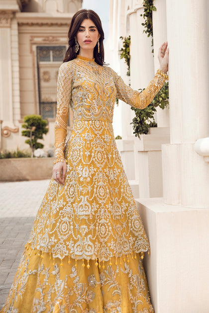 Elegant Embroidered Maxi Dress In Yellow Color Online 2021 MEDIUM