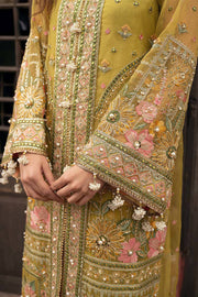 Pakistani Mehndi Dress in Embellished Kameez Trouser Style