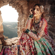 Pakistani Red Bridal Dress in Traditional Pishwas Style Online