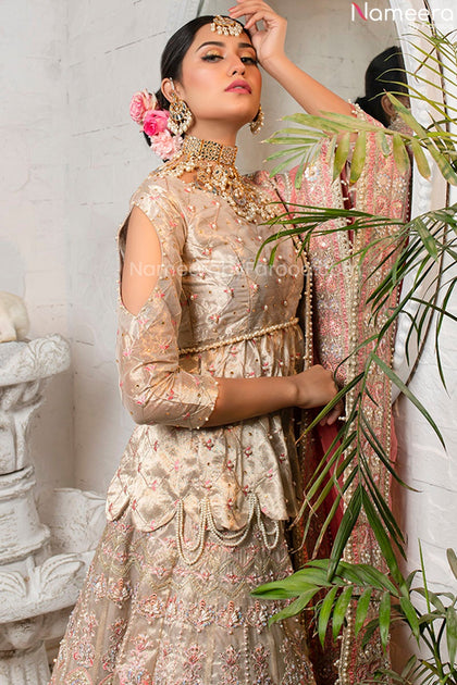 white peplum dress pakistani White Embroidered Peplum Kurta With Palazzo And Net Dupatta