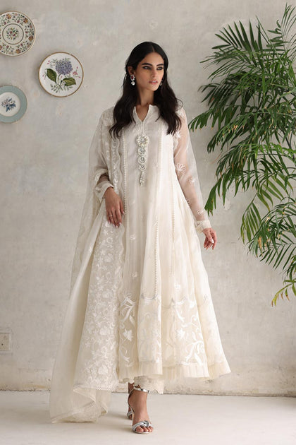 Pakistani Women's Clothes in Ethereal White Color Online 2021  Nameera by  Farooq