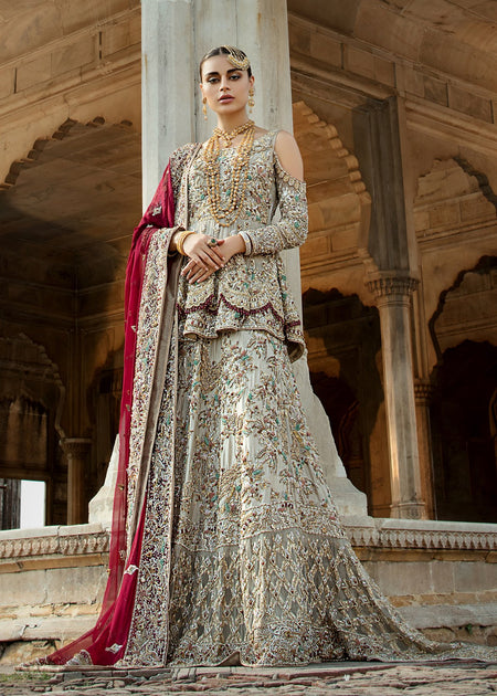 Pakistani Bridal Lehnga with Short Shirt for Wedding J5176