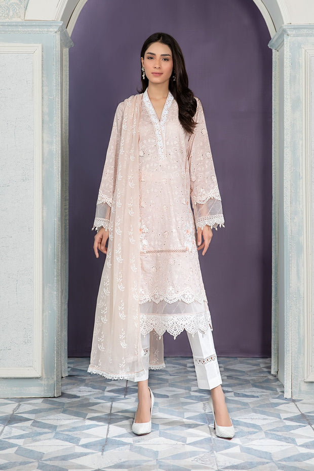 Peach Colored Pakistani Dress in Kameez Trouser Style