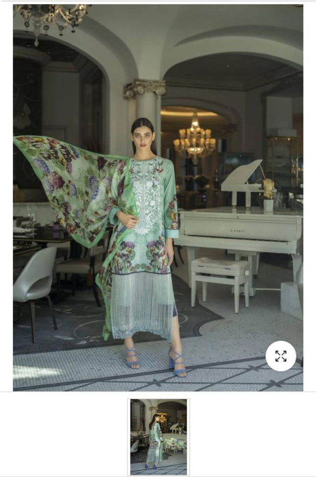 Premier Quality Pakistani Designer Lawn Suit with Silk Dupatta