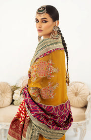Premium Embroidered Kameez Trouser Mehndi Dress in Yellow Color
