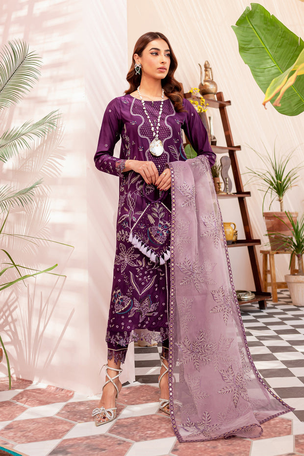 Purple Kameez Trouser and Dupatta Pakistani Eid Dress
