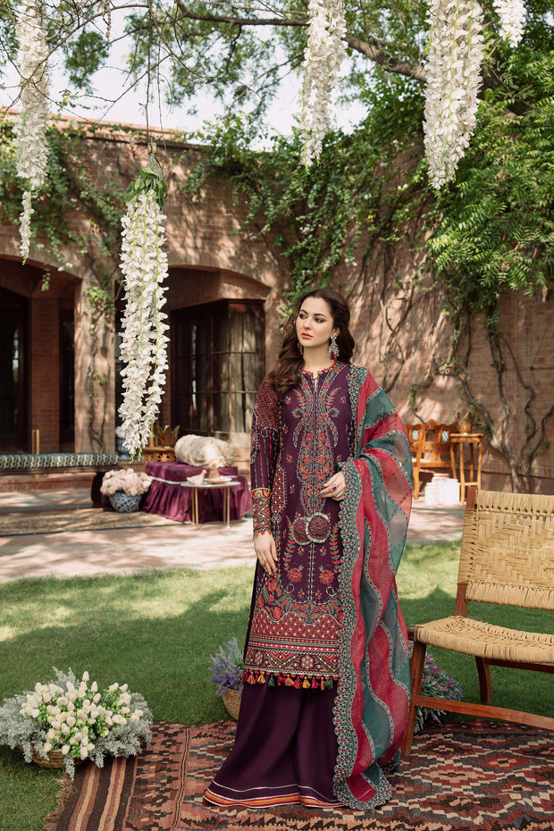 Purple Pakistani Dress in Kameez Trouser Dupatta Style Online