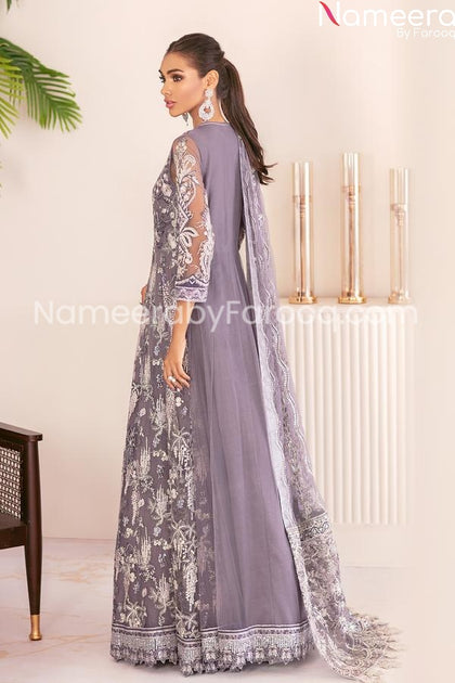 Pakistani Embroidered Party Wear Purple dress PN239