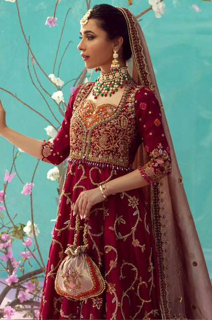 Buy Red Bridal Dress for Barat in Lehenga and Gown Style Nameera