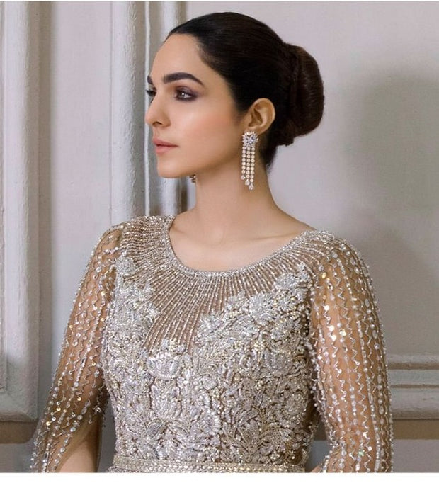 Royal Embellished Pakistani Bridal Maxi Dress for Wedding