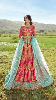 Royal Pink Lehenga Choli and Dupatta Dress for Wedding