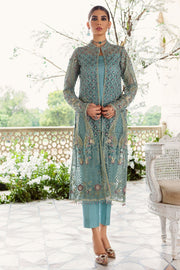 Sky Blue Embroidered Capri Shirt with Gown Pakistani Eid Dress