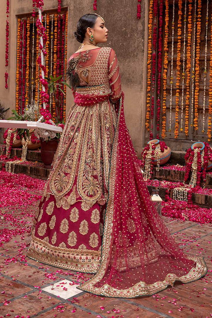 red maxi dress pakistani Maroon and Red Lehenga Maxi Dress Pakistani Bridal Wear