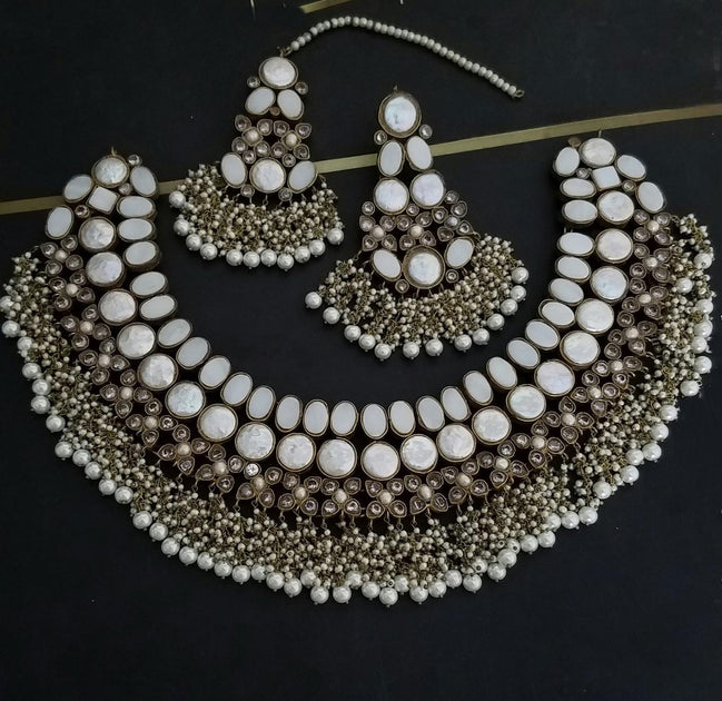 White Stones Kundan Jewellery Set Latest Designs Nameera by Farooq