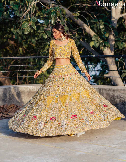 Pakistani Yellow Bridal Lehenga Choli Dress Online 2021 CUSTOM SIZES Pakistani Yellow Bridal Lehenga Choli Dress Online 2021 CUSTOM SIZES