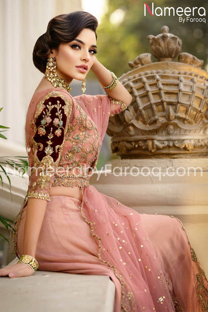 Latest Designer Peach Lehenga Combination Attire Online 2021
