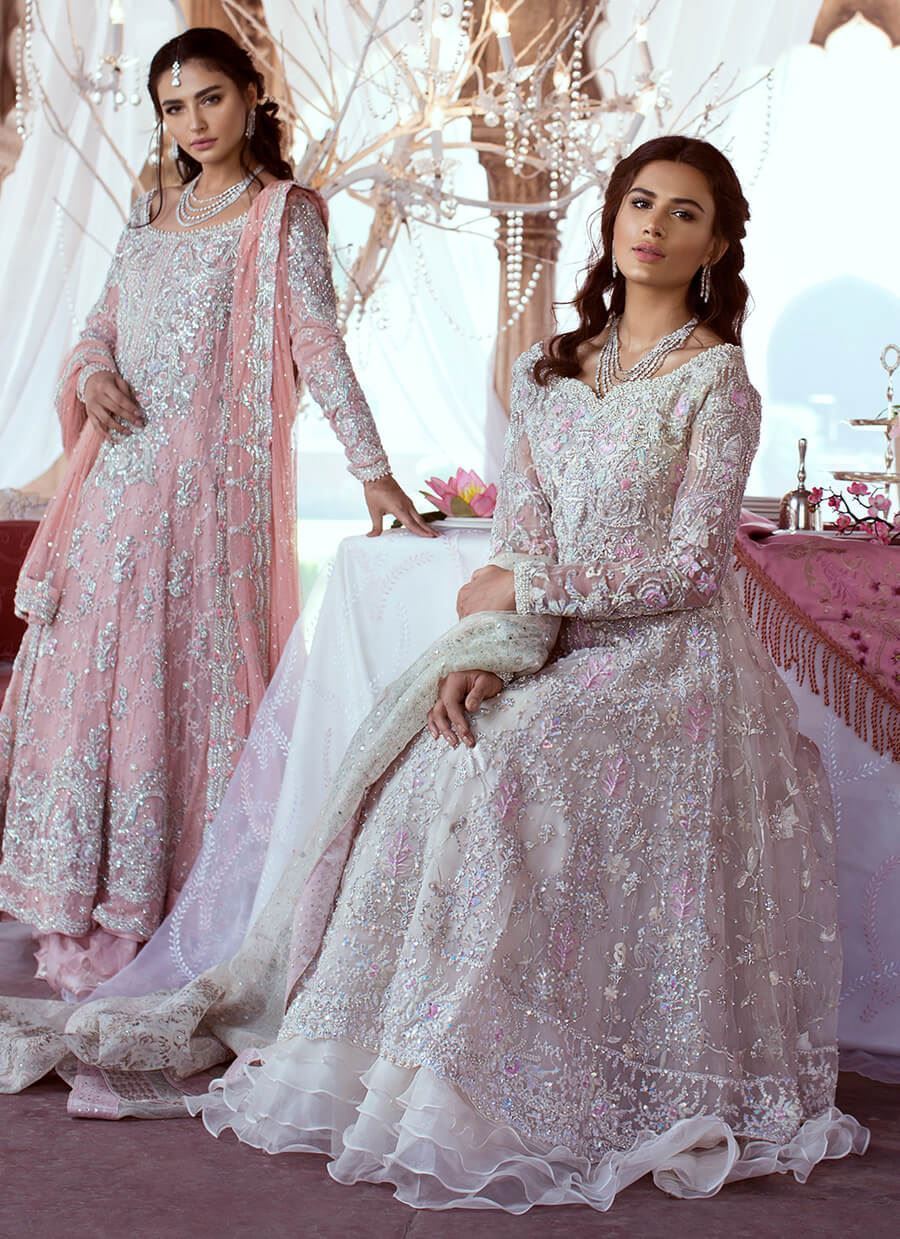 Pakistani Bridal Dress with long tail maxi with Dabka Naqshi