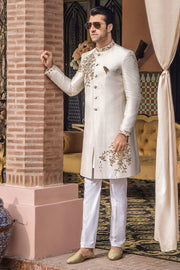 Elegant Pale Pink Raw Silk Pakistani Sherwani