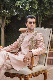 Dusky Pink Pure Silk Wedding Sherwani for Elegant Occasions