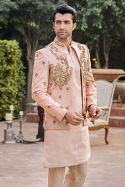 Dusky Pink Pure Silk Wedding Sherwani for Elegant Occasions