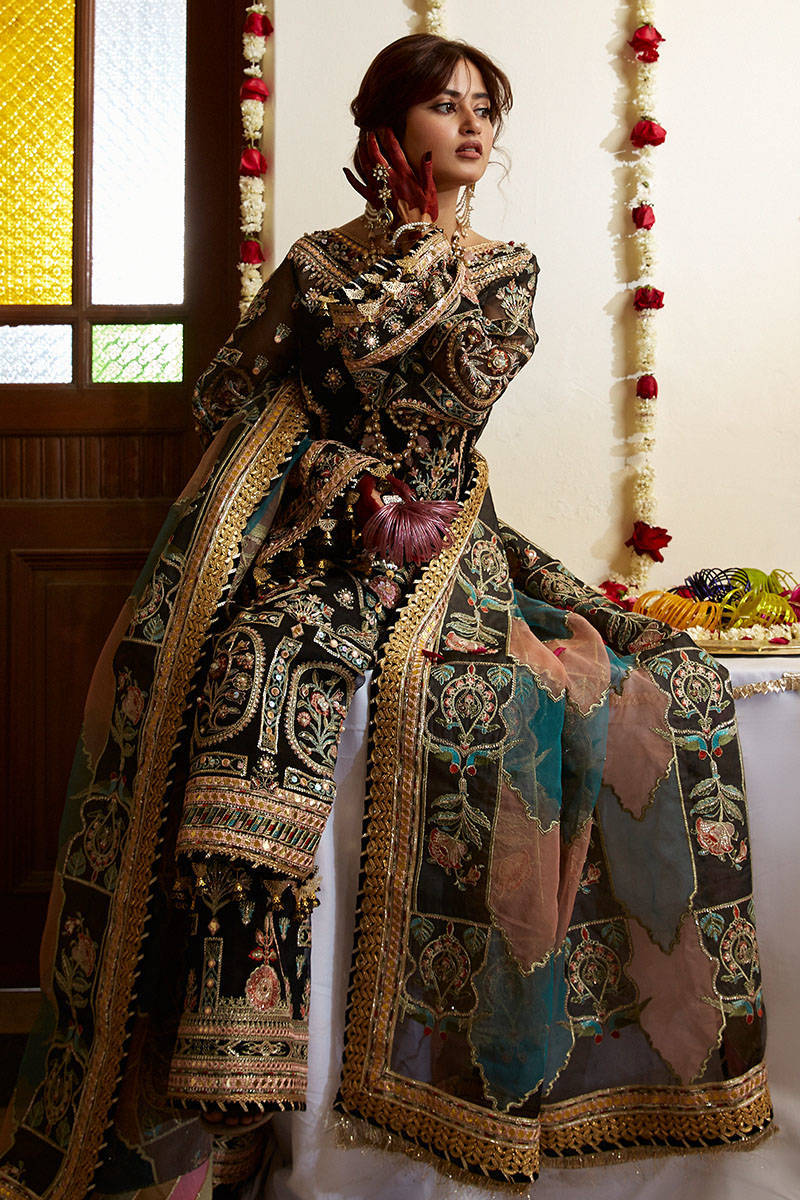 Embellished Organza Pakistani Party Dress with Dupatta
