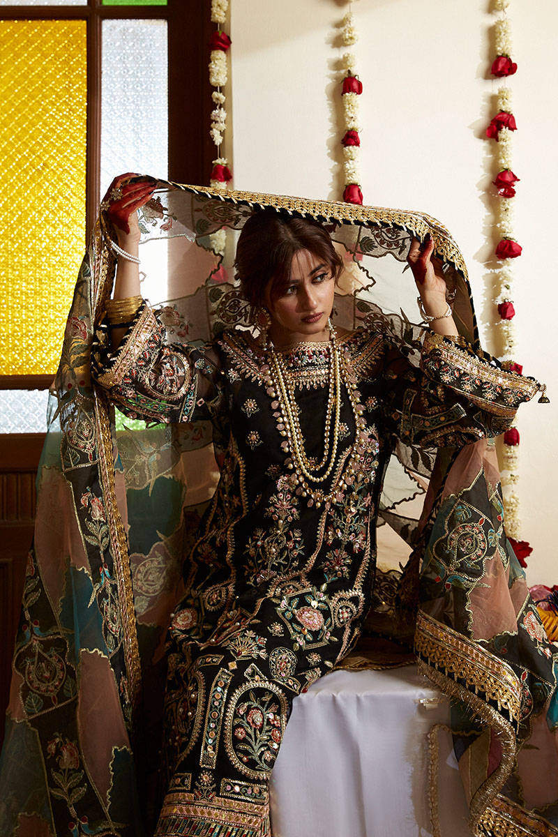 Embellished Organza Pakistani Party Dress with Dupatta