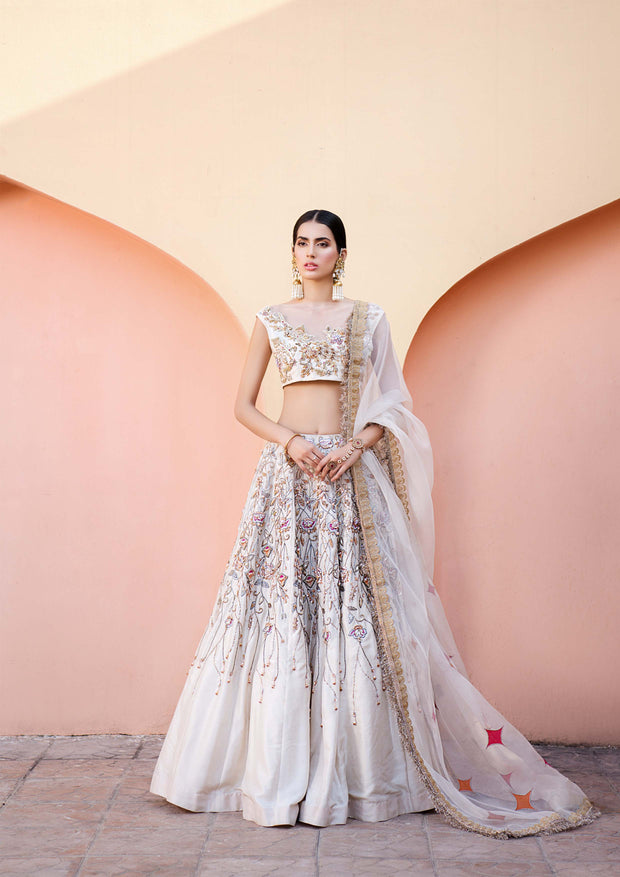Pakistani Bridal Dress in Embellished Raw Silk