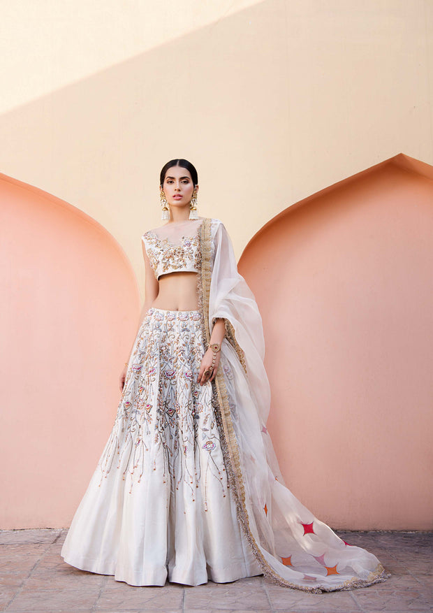 Pakistani Bridal Dress in Embellished Raw Silk